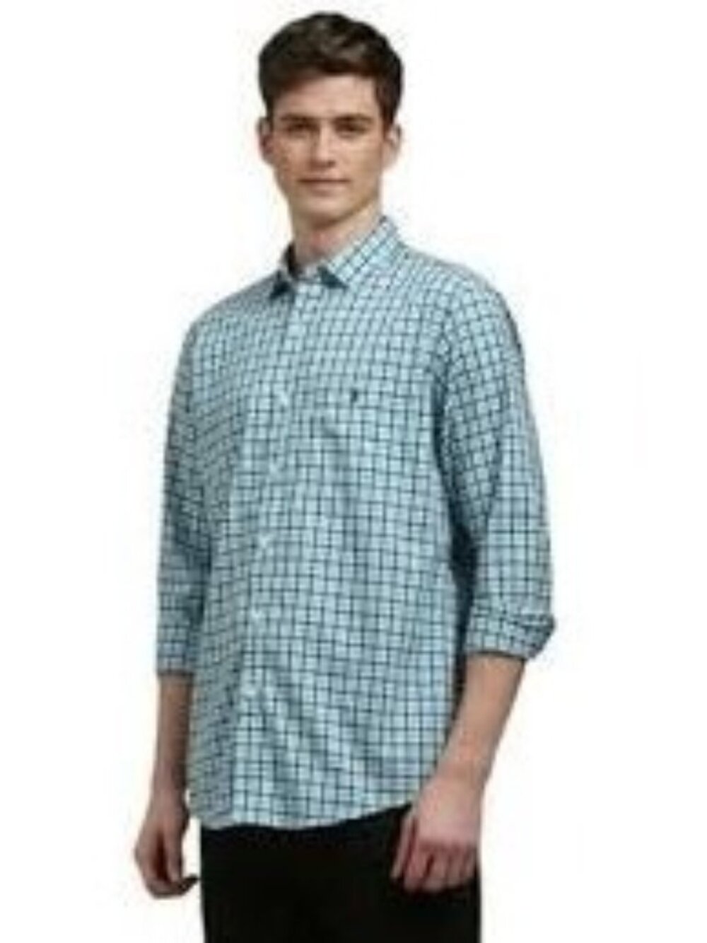 Lacoste Plaid Button-Down Shirt 100% Cotton Mens Size 42 Long Sleeve Blue Green